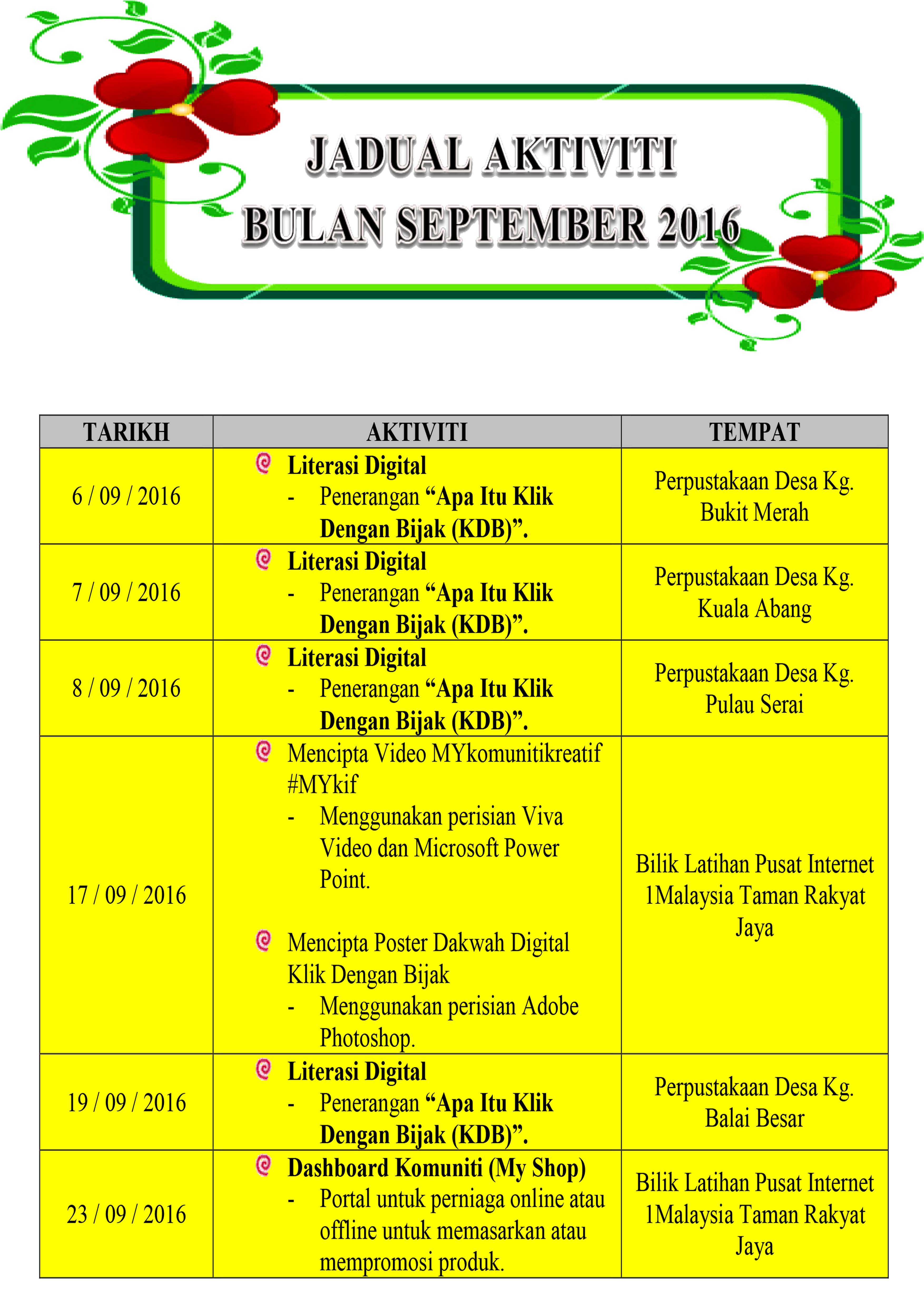 Jadual Aktiviti